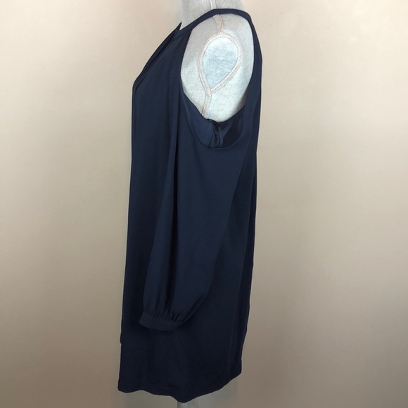 BCBGMaxazria Navy Cold Shoulder Dres Size Medium - Picture 5 of 8